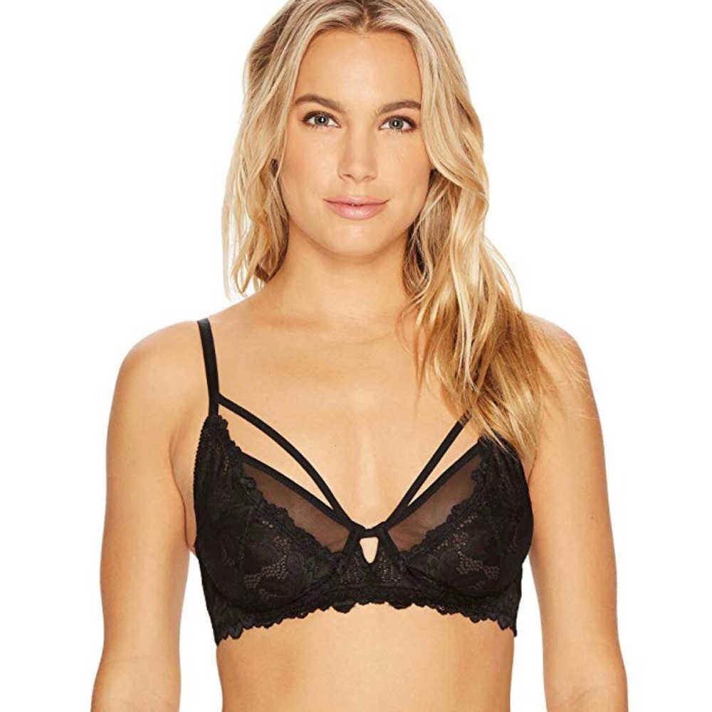 Free People Gold Coast Lace Underwire Bra Black